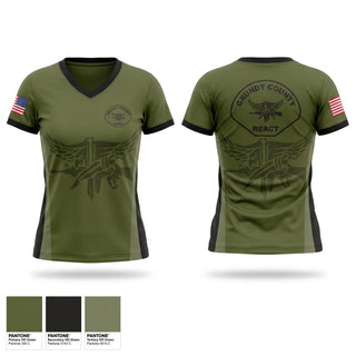 Womens Short Sleeve Vneck Shirt, Grundy County REACT, Police, Teamtime, Team time, sublimation, custom sports apparel, team uniforms, spirit wear, spiritwear, sports uniforms, custom shirts, team store, custom team store, fundraiser sports, apparel fundraiser