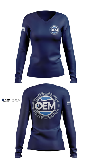 Womens Long Sleeve Vneck Shirt, Oregon Emergency Management, Police, Teamtime, Team time, sublimation, custom sports apparel, team uniforms, spirit wear, spiritwear, sports uniforms, custom shirts, team store, custom team store, fundraiser sports, apparel fundraiser