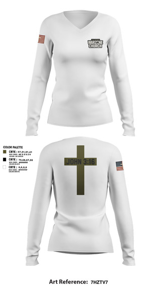 Womens Long Sleeve Vneck Shirt, Warzone Church, , Teamtime, Team time, sublimation, custom sports apparel, team uniforms, spirit wear, spiritwear, sports uniforms, custom shirts, team store, custom team store, fundraiser sports, apparel fundraiser
