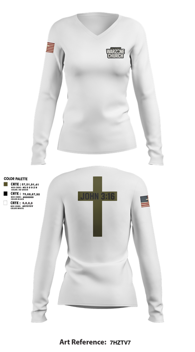 Warzone Church 33151394 Women's Long Sleeve V-neck Shirt - 2