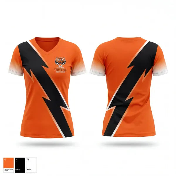 Womens Short Sleeve Vneck Shirt, Rawlings Tigers South Bend, Baseball, Teamtime, Team time, sublimation, custom sports apparel, team uniforms, spirit wear, spiritwear, sports uniforms, custom shirts, team store, custom team store, fundraiser sports, apparel fundraiser