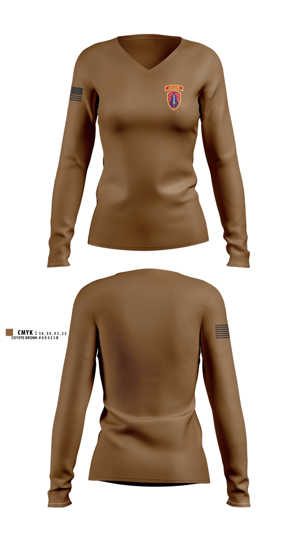 Womens Long Sleeve Vneck Shirt, 2/54th SFAB, Army, Teamtime, Team time, sublimation, custom sports apparel, team uniforms, spirit wear, spiritwear, sports uniforms, custom shirts, team store, custom team store, fundraiser sports, apparel fundraiser