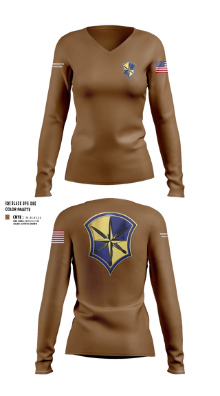 Womens Long Sleeve Vneck Shirt, AOSD, Army, Teamtime, Team time, sublimation, custom sports apparel, team uniforms, spirit wear, spiritwear, sports uniforms, custom shirts, team store, custom team store, fundraiser sports, apparel fundraiser