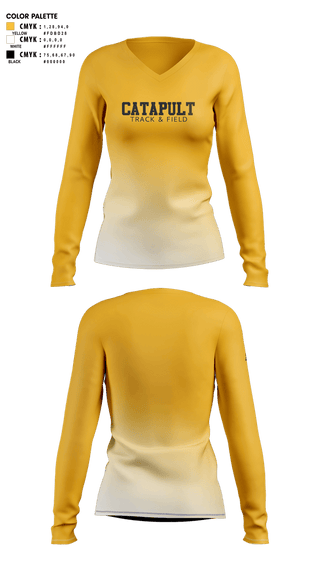 Womens Long Sleeve Vneck Shirt, Catapult Track & Field, Track & Field, Teamtime, Team time, sublimation, custom sports apparel, team uniforms, spirit wear, spiritwear, sports uniforms, custom shirts, team store, custom team store, fundraiser sports, apparel fundraiser