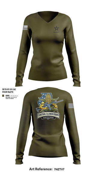 Womens Long Sleeve Vneck Shirt, Central Illinois Company, Army, Teamtime, Team time, sublimation, custom sports apparel, team uniforms, spirit wear, spiritwear, sports uniforms, custom shirts, team store, custom team store, fundraiser sports, apparel fundraiser