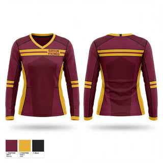 Womens Long Sleeve Vneck Shirt, Edison Vikings, Softball, Teamtime, Team time, sublimation, custom sports apparel, team uniforms, spirit wear, spiritwear, sports uniforms, custom shirts, team store, custom team store, fundraiser sports, apparel fundraiser