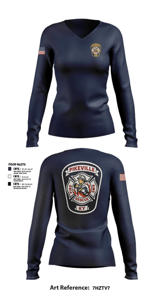 Womens Long Sleeve Vneck Shirt, PFD, Fire Department, Teamtime, Team time, sublimation, custom sports apparel, team uniforms, spirit wear, spiritwear, sports uniforms, custom shirts, team store, custom team store, fundraiser sports, apparel fundraiser