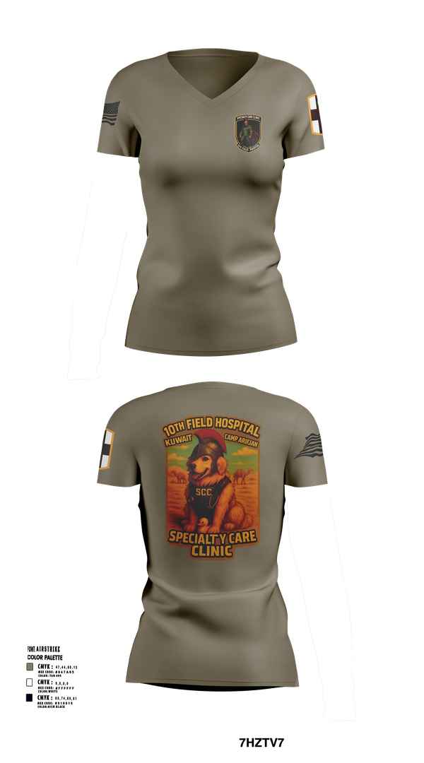 Womens Short Sleeve Vneck Shirt, SCC 10th Field Hospital, , Teamtime, Team time, sublimation, custom sports apparel, team uniforms, spirit wear, spiritwear, sports uniforms, custom shirts, team store, custom team store, fundraiser sports, apparel fundraiser