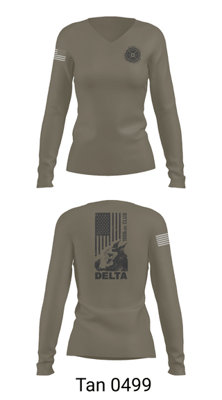 Womens Long Sleeve Vneck Shirt, Delta 5-7 ADA, Army, Teamtime, Team time, sublimation, custom sports apparel, team uniforms, spirit wear, spiritwear, sports uniforms, custom shirts, team store, custom team store, fundraiser sports, apparel fundraiser