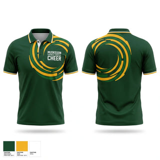 Short Sleeve Performance Polo, Muskegon Catholic Central Cheer, Cheer, Teamtime, Team time, sublimation, custom sports apparel, team uniforms, spirit wear, spiritwear, sports uniforms, custom shirts, team store, custom team store, fundraiser sports, apparel fundraiser