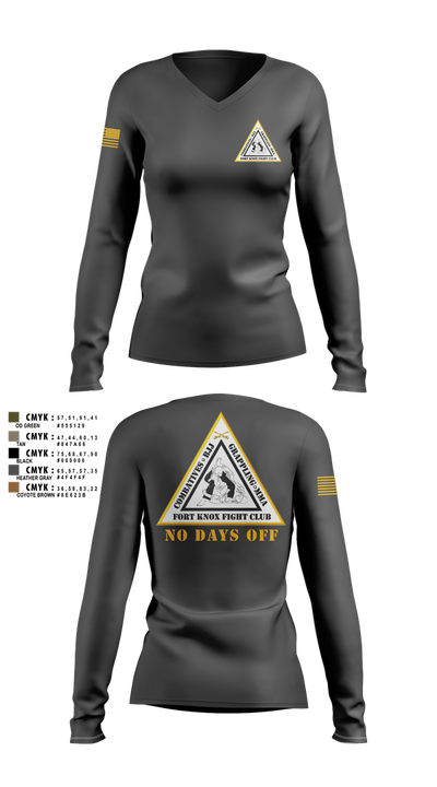 Fort Knox Fight Club Women's Long Sleeve V-neck Shirt - 3