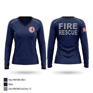 Womens Long Sleeve Vneck Shirt, Canisteo Fire Department, Fire Department, Teamtime, Team time, sublimation, custom sports apparel, team uniforms, spirit wear, spiritwear, sports uniforms, custom shirts, team store, custom team store, fundraiser sports, apparel fundraiser