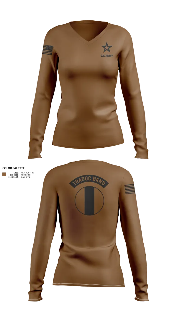 Womens Long Sleeve Vneck Shirt, TRADOC Band, , Teamtime, Team time, sublimation, custom sports apparel, team uniforms, spirit wear, spiritwear, sports uniforms, custom shirts, team store, custom team store, fundraiser sports, apparel fundraiser