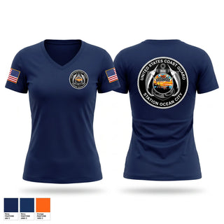Womens Short Sleeve Vneck Shirt, Station Ocean City, Coast Guard, Teamtime, Team time, sublimation, custom sports apparel, team uniforms, spirit wear, spiritwear, sports uniforms, custom shirts, team store, custom team store, fundraiser sports, apparel fundraiser