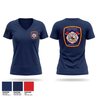 Womens Short Sleeve Vneck Shirt, Ansonia Fire Department, Fire Department, Teamtime, Team time, sublimation, custom sports apparel, team uniforms, spirit wear, spiritwear, sports uniforms, custom shirts, team store, custom team store, fundraiser sports, apparel fundraiser
