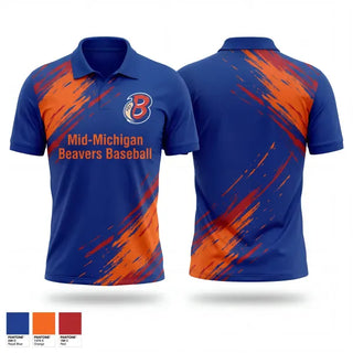 Short Sleeve Performance Polo, Mid-Michigan Beavers Baseball, Baseball, Teamtime, Team time, sublimation, custom sports apparel, team uniforms, spirit wear, spiritwear, sports uniforms, custom shirts, team store, custom team store, fundraiser sports, apparel fundraiser
