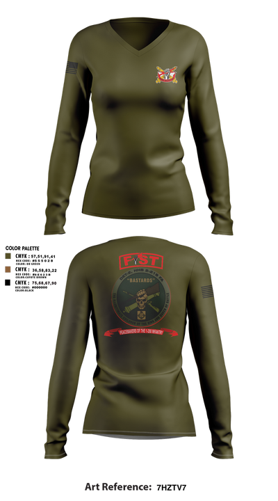 Hhc 1-200 44370371 Women's Long Sleeve V-neck Shirt - 1