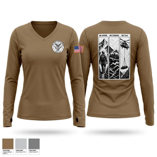 Womens Long Sleeve Vneck Shirt, NSWG-1 Medical, Navy, Teamtime, Team time, sublimation, custom sports apparel, team uniforms, spirit wear, spiritwear, sports uniforms, custom shirts, team store, custom team store, fundraiser sports, apparel fundraiser