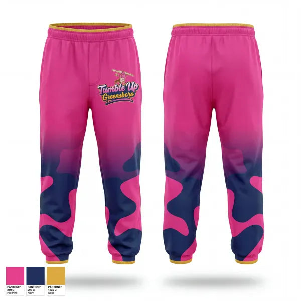 Sweatpants, Tumble Up Greensboro, Cheer, Teamtime, Team time, sublimation, custom sports apparel, team uniforms, spirit wear, spiritwear, sports uniforms, custom shirts, team store, custom team store, fundraiser sports, apparel fundraiser