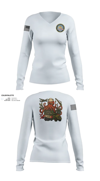 Navy Cargo Handling Battalion One 62031758 Women's Long Sleeve V-neck Shirt - 21