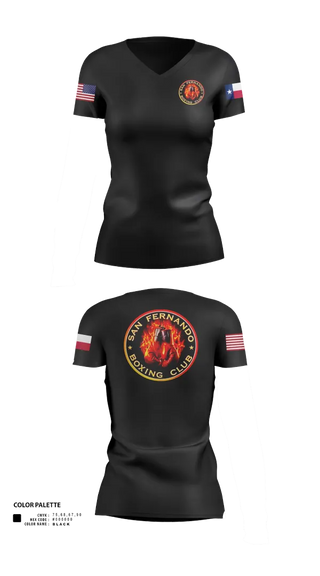 Womens Short Sleeve Vneck Shirt, San Fernando Boxing Club, Spirit Store, Teamtime, Team time, sublimation, custom sports apparel, team uniforms, spirit wear, spiritwear, sports uniforms, custom shirts, team store, custom team store, fundraiser sports, apparel fundraiser