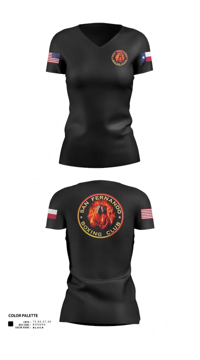 San Fernando Boxing Club 92427997 Women's Short Sleeve V-neck Shirt - 21