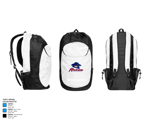 Gear Bag, Rebels Baseball, Baseball, Teamtime, Team time, sublimation, custom sports apparel, team uniforms, spirit wear, spiritwear, sports uniforms, custom shirts, team store, custom team store, fundraiser sports, apparel fundraiser