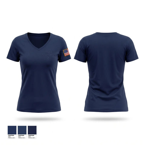 Womens Short Sleeve Vneck Shirt, Crash Investigation Unit, Police, Teamtime, Team time, sublimation, custom sports apparel, team uniforms, spirit wear, spiritwear, sports uniforms, custom shirts, team store, custom team store, fundraiser sports, apparel fundraiser