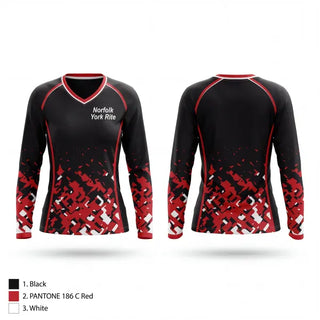 Womens Long Sleeve Vneck Shirt, Norfolk York Rite, Spirit Store, Teamtime, Team time, sublimation, custom sports apparel, team uniforms, spirit wear, spiritwear, sports uniforms, custom shirts, team store, custom team store, fundraiser sports, apparel fundraiser