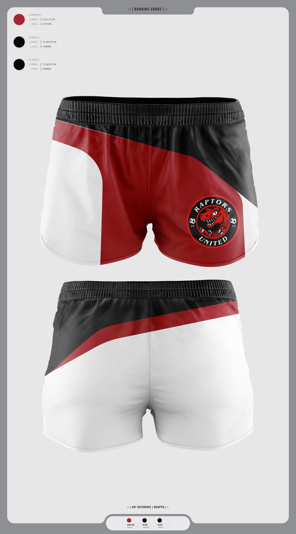 Womens Shorts, Raptors United, Men's Soccer, Teamtime, Team time, sublimation, custom sports apparel, team uniforms, spirit wear, spiritwear, sports uniforms, custom shirts, team store, custom team store, fundraiser sports, apparel fundraiser