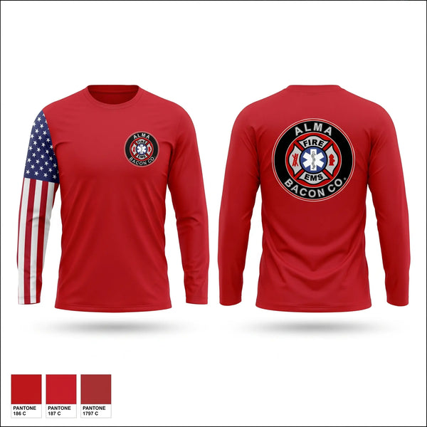 Long Sleeve Performance Shirt, BACON FIRE DEPARTMENT, Fire Department, Teamtime, Team time, sublimation, custom sports apparel, team uniforms, spirit wear, spiritwear, sports uniforms, custom shirts, team store, custom team store, fundraiser sports, apparel fundraiser