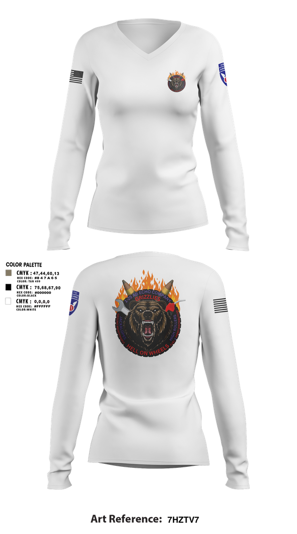 Womens Long Sleeve Vneck Shirt, E co 1/25, Army, Teamtime, Team time, sublimation, custom sports apparel, team uniforms, spirit wear, spiritwear, sports uniforms, custom shirts, team store, custom team store, fundraiser sports, apparel fundraiser