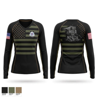 Womens Long Sleeve Vneck Shirt, 106th IEW Battalion, Army, Teamtime, Team time, sublimation, custom sports apparel, team uniforms, spirit wear, spiritwear, sports uniforms, custom shirts, team store, custom team store, fundraiser sports, apparel fundraiser