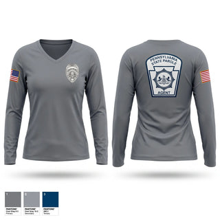 Womens Long Sleeve Vneck Shirt, PA State Parole Pittsburgh District, Police, Teamtime, Team time, sublimation, custom sports apparel, team uniforms, spirit wear, spiritwear, sports uniforms, custom shirts, team store, custom team store, fundraiser sports, apparel fundraiser