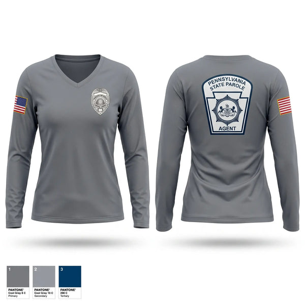 Womens Long Sleeve Vneck Shirt, PA State Parole Pittsburgh District, Police, Teamtime, Team time, sublimation, custom sports apparel, team uniforms, spirit wear, spiritwear, sports uniforms, custom shirts, team store, custom team store, fundraiser sports, apparel fundraiser