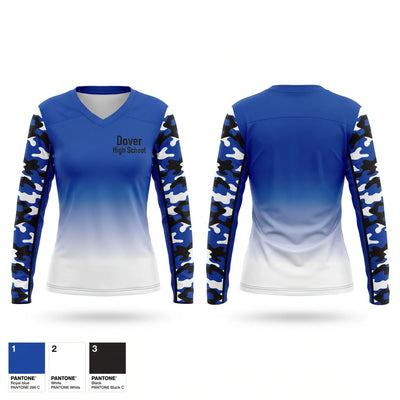Dover High School Women's Long Sleeve V-neck Shirt - 1