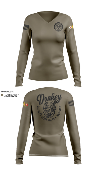 Womens Long Sleeve Vneck Shirt, 206th Sig Co., Army, Teamtime, Team time, sublimation, custom sports apparel, team uniforms, spirit wear, spiritwear, sports uniforms, custom shirts, team store, custom team store, fundraiser sports, apparel fundraiser