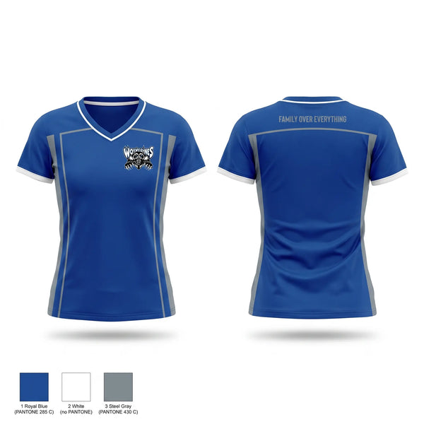 Womens Short Sleeve Vneck Shirt, Dunbar Wolverines, Women's Basketball, Teamtime, Team time, sublimation, custom sports apparel, team uniforms, spirit wear, spiritwear, sports uniforms, custom shirts, team store, custom team store, fundraiser sports, apparel fundraiser