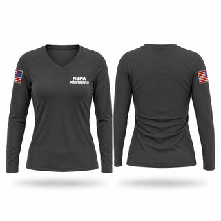 Womens Long Sleeve Vneck Shirt, NBPA Minnesota, Police, Teamtime, Team time, sublimation, custom sports apparel, team uniforms, spirit wear, spiritwear, sports uniforms, custom shirts, team store, custom team store, fundraiser sports, apparel fundraiser