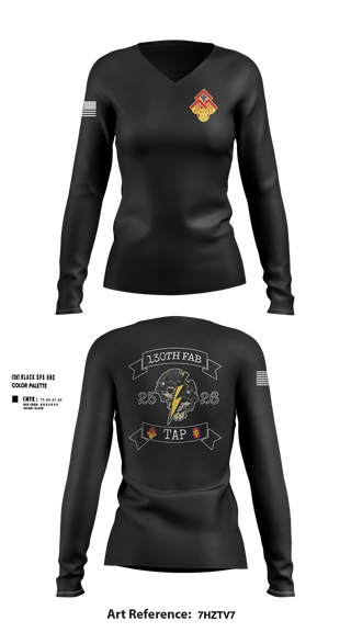 Womens Long Sleeve Vneck Shirt, 130th FAB Target Acquisition Platoon, , Teamtime, Team time, sublimation, custom sports apparel, team uniforms, spirit wear, spiritwear, sports uniforms, custom shirts, team store, custom team store, fundraiser sports, apparel fundraiser