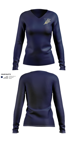 Womens Long Sleeve Vneck Shirt, Varina, Track & Field, Teamtime, Team time, sublimation, custom sports apparel, team uniforms, spirit wear, spiritwear, sports uniforms, custom shirts, team store, custom team store, fundraiser sports, apparel fundraiser