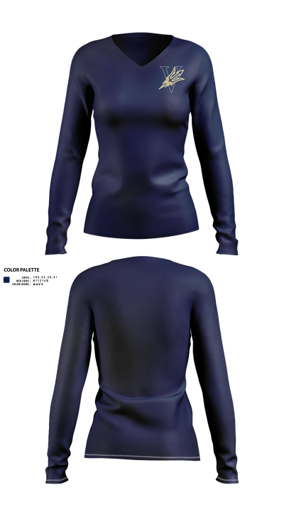 Varina 17264070 Women's Long Sleeve Rash Guard V-neck Shirt - 23