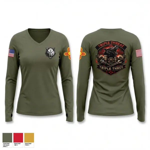 Womens Long Sleeve Vneck Shirt, 333rd Engineer Detachment, Army, Teamtime, Team time, sublimation, custom sports apparel, team uniforms, spirit wear, spiritwear, sports uniforms, custom shirts, team store, custom team store, fundraiser sports, apparel fundraiser