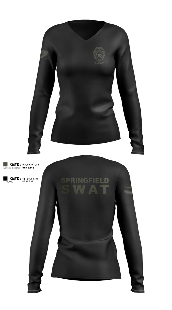 Womens Long Sleeve Vneck Shirt, Springfield Ohio SWAT, Police, Teamtime, Team time, sublimation, custom sports apparel, team uniforms, spirit wear, spiritwear, sports uniforms, custom shirts, team store, custom team store, fundraiser sports, apparel fundraiser