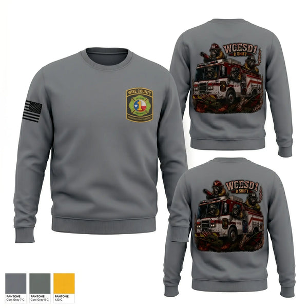 Crew Neck Sweatshirt, WCESD1 B shift, Fire Department, Teamtime, Team time, sublimation, custom sports apparel, team uniforms, spirit wear, spiritwear, sports uniforms, custom shirts, team store, custom team store, fundraiser sports, apparel fundraiser