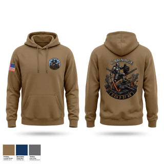 Hoodie, Carnage Company, Army, Teamtime, Team time, sublimation, custom sports apparel, team uniforms, spirit wear, spiritwear, sports uniforms, custom shirts, team store, custom team store, fundraiser sports, apparel fundraiser