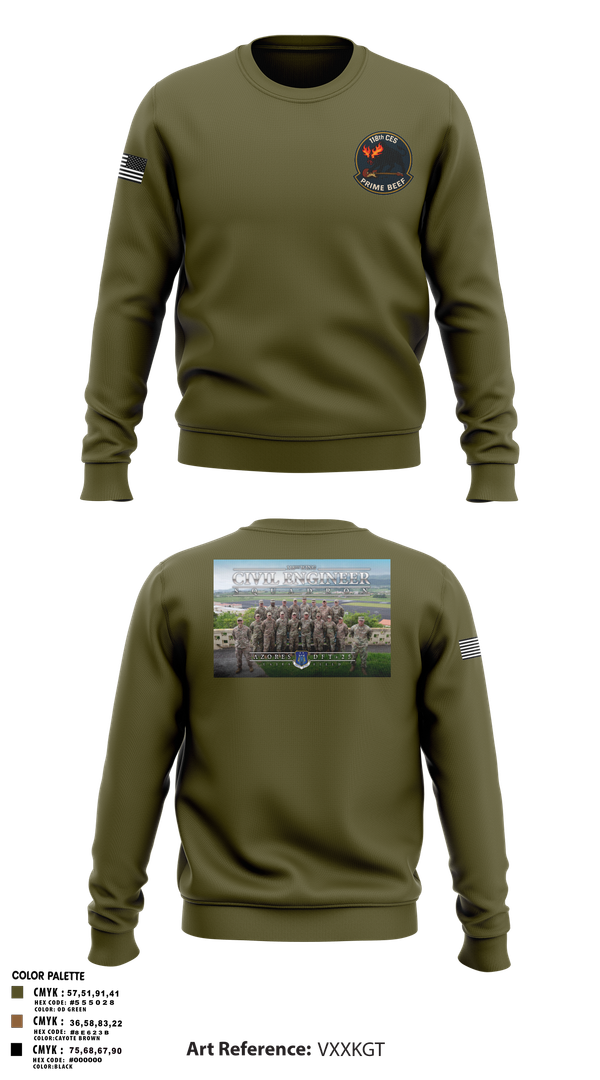 Crew Neck Sweatshirt, 118th CES, Air Force, Teamtime, Team time, sublimation, custom sports apparel, team uniforms, spirit wear, spiritwear, sports uniforms, custom shirts, team store, custom team store, fundraiser sports, apparel fundraiser