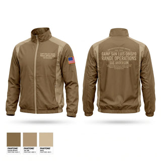 Windbreaker, Camp San Luis Obispo Range Operations, Army, Teamtime, Team time, sublimation, custom sports apparel, team uniforms, spirit wear, spiritwear, sports uniforms, custom shirts, team store, custom team store, fundraiser sports, apparel fundraiser