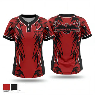 Two Button Softball Jersey, Thunderhawks, Softball, Teamtime, Team time, sublimation, custom sports apparel, team uniforms, spirit wear, spiritwear, sports uniforms, custom shirts, team store, custom team store, fundraiser sports, apparel fundraiser