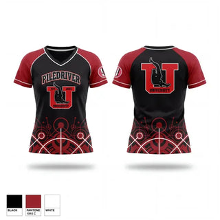 Womens Short Sleeve Vneck Shirt, Piledriver University, Wrestling, Teamtime, Team time, sublimation, custom sports apparel, team uniforms, spirit wear, spiritwear, sports uniforms, custom shirts, team store, custom team store, fundraiser sports, apparel fundraiser